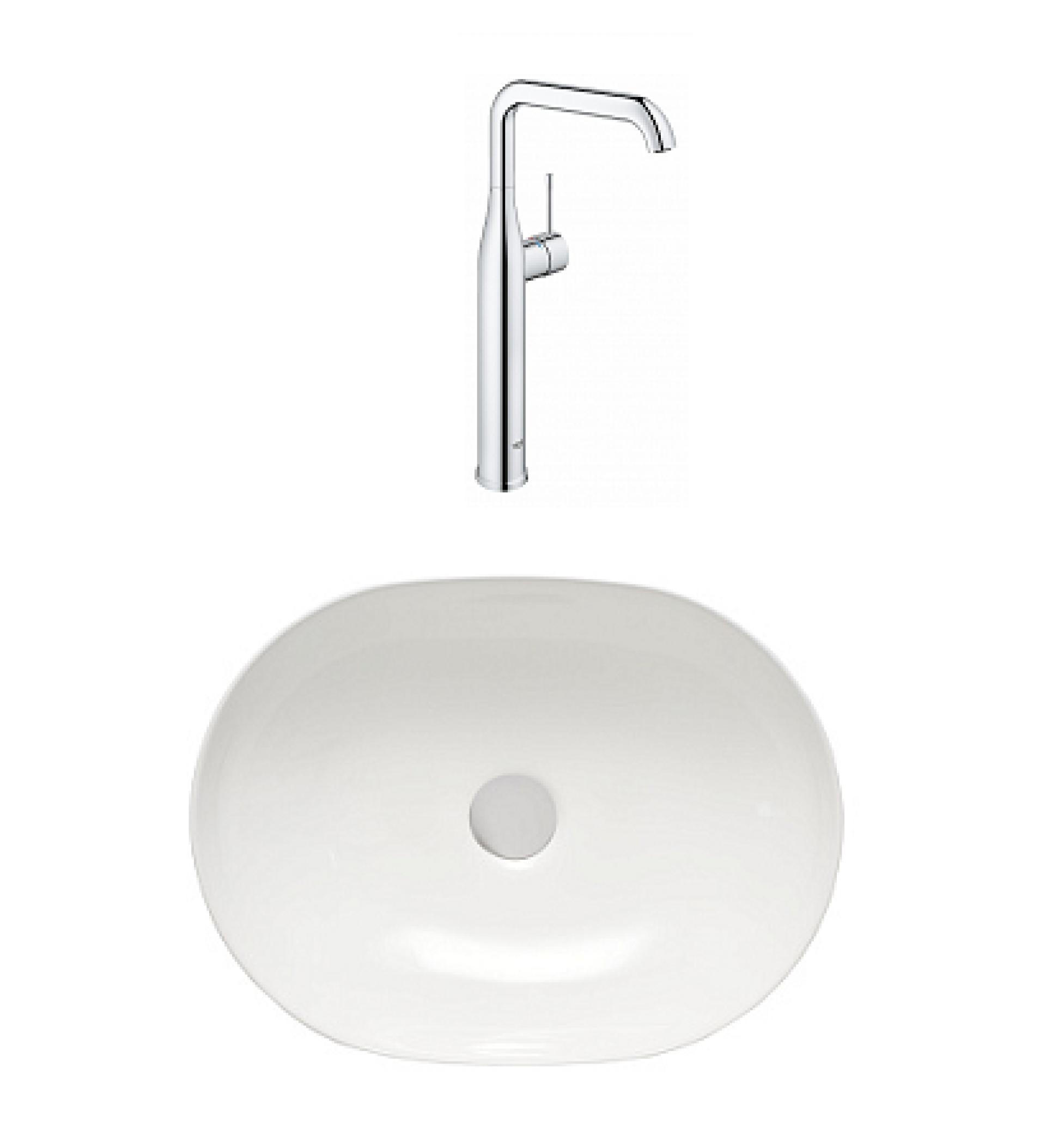 Комплект раковина San More Laeta SMS971903 + смеситель Grohe Essence New 32901001